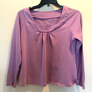 Talbots Petites- Classic long-sleeved lavender pima cotton top Size M